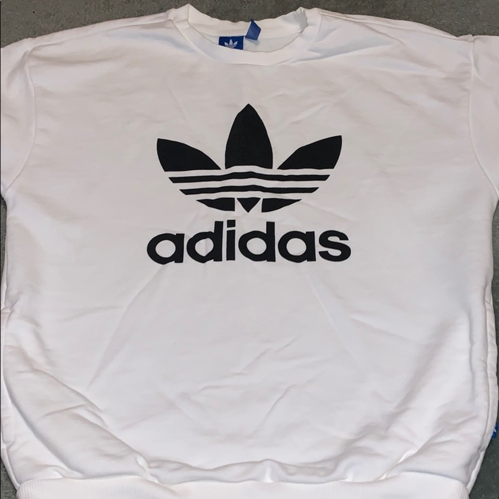 White Adidas trefol sweater